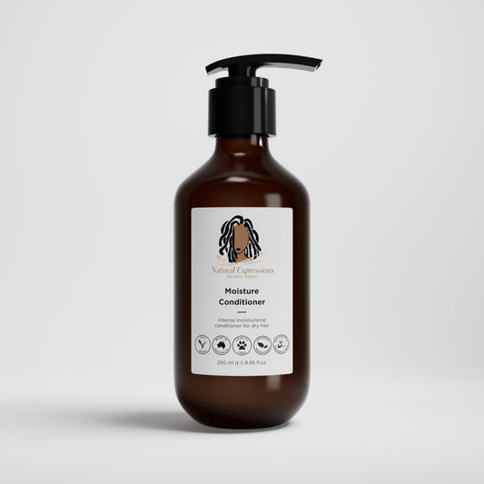Brown shampoo bottle with a label on a light gray background