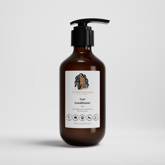 Brown shampoo bottle with a label on a light gray background